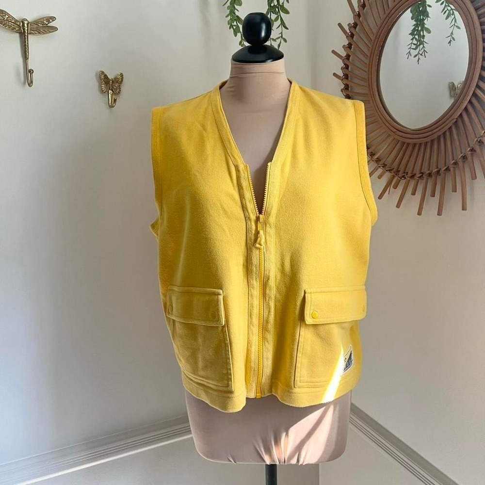 Vintage 90s Jones‎ NY Sport Yellow Cargo Sweater Vest
